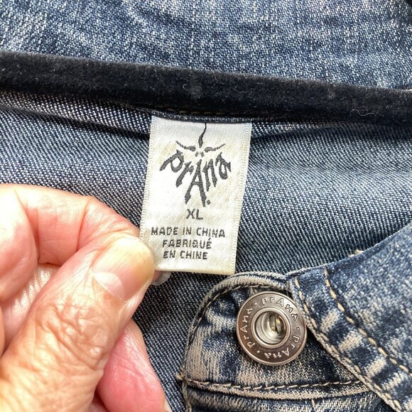 Prana Breathe Women's Blue Jean Jacket, Size XL, Distressed Denim Stretchy - Picture 2 of 8